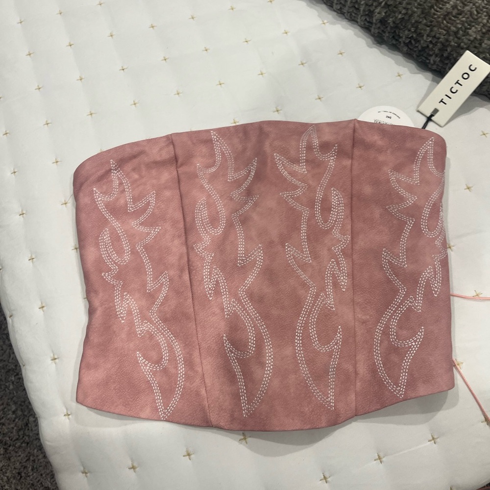 Pink Embroidered Corset Top FESTIVAL CONCERT